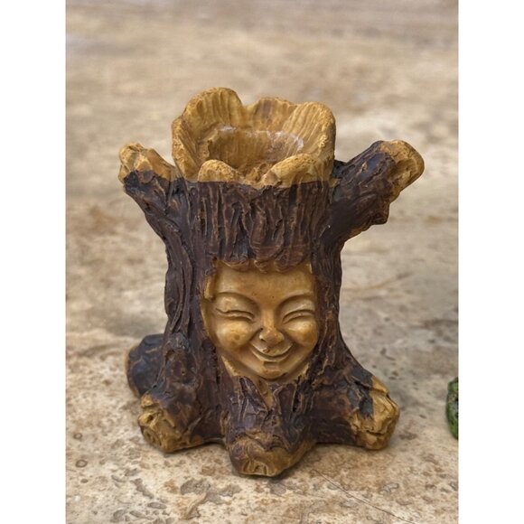 Whimsical Tree-Themed Figurine Set of 3 Featuring Reading Tree Tree Stump Candle - Picture 3 of 10